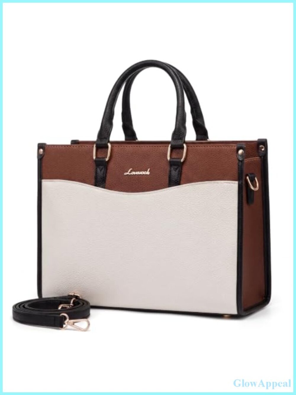 Vegan Leather Satchel Tote Bag with Top Handle & Crossbody Strap